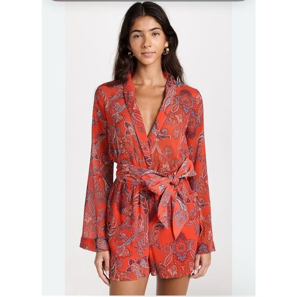 L’AGENCE Arbell paisley tic waist Romper long sleeve 0 - Picture 4 of 14